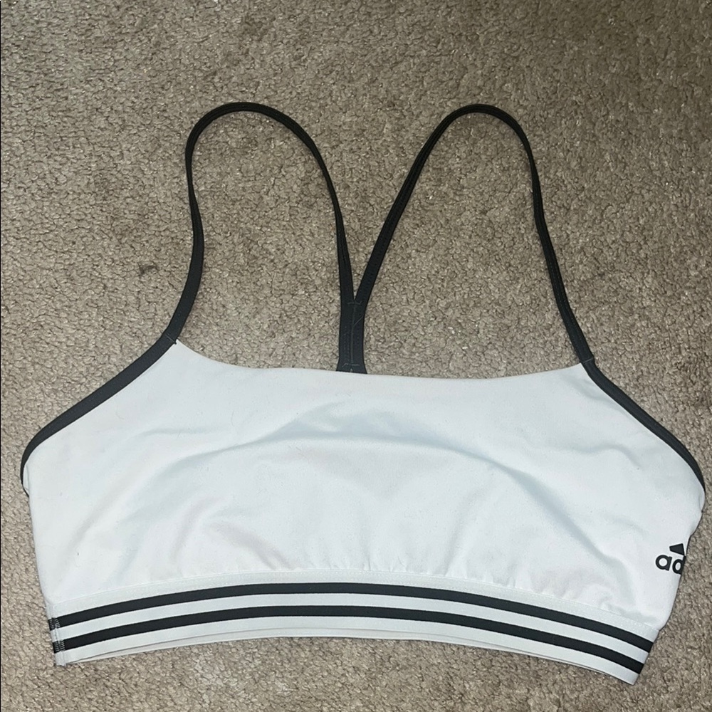 Adidas White and Black Bikini Top with Racerback
